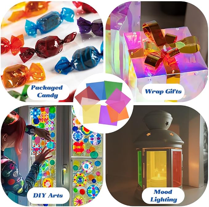 Cellophane Wrap, 8 Multi-Colors, 7.5x7.5 Inch Transparent Plastic Wrap - Image 7