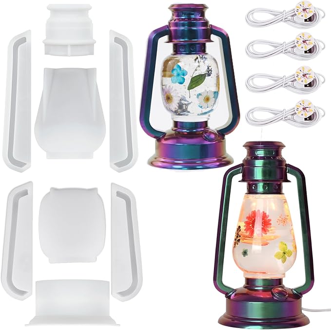 Actvty Kerosene Lamp Resin Mold Set, 2 Shapes Lantern Silicone Molds by Actvty
