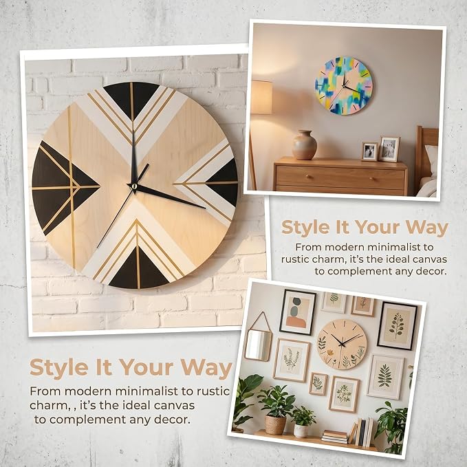 Wooden Clock Face, 9.83 Inch Unfinished Round Insert Blank Wood Clock Dial - Image 3