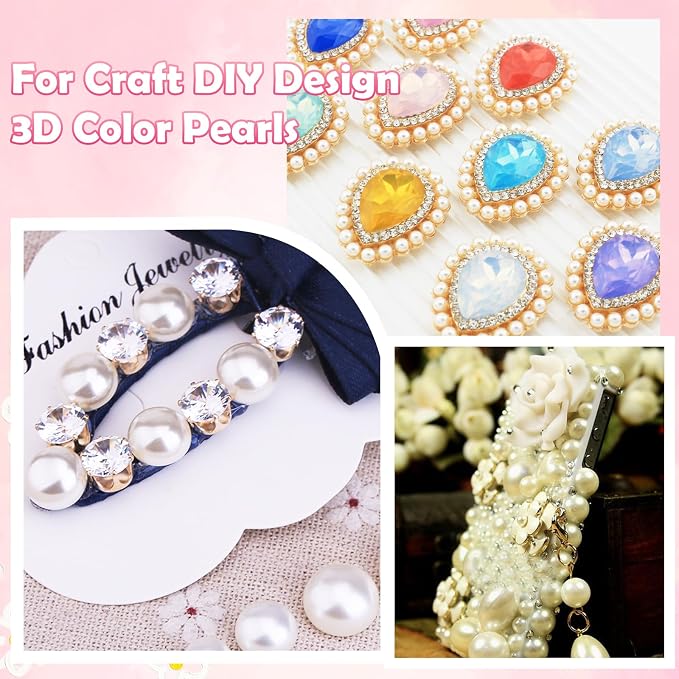 9000Pcs 3-8mm Pink Yellow Orange Flatback Pearls - Image 6
