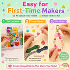 431PCS DIY Beaded Keychain Making Kit, Bag Charm Making Kit | A-Z Alphabet Beads - Image 6