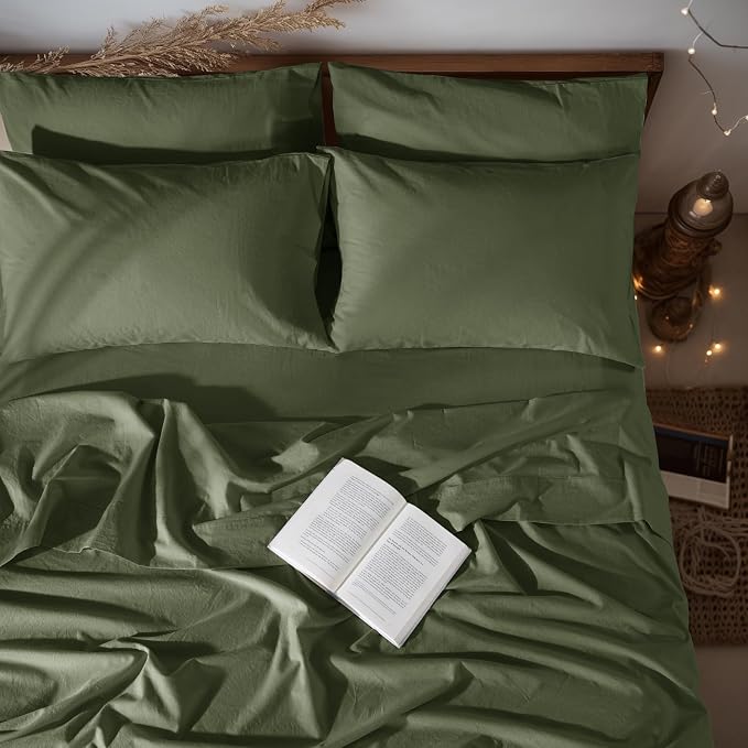 LBRO2M 100% Pure Linen Sheet Set Deep Pocket Up to 16" Bed Sheets Sets by LBRO2MBedding