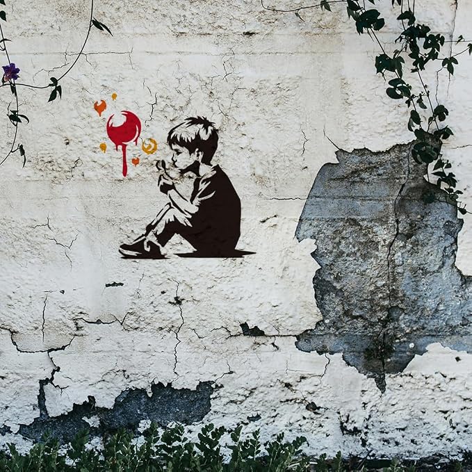 4Pcs Banksy Graffiti Stencils for Painting, Reusable Banksy Girl Boy Stencil - Image 7