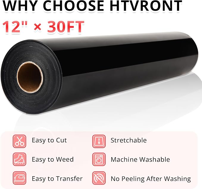 HTVRONT Black HTV Heat Transfer Vinyl Roll - Image 4