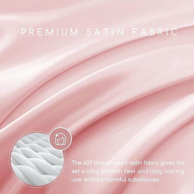 MR&HM Satin Bed Sheets, Full Size Sheets Set - Image 2