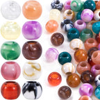 Pndeyo 100pcs Round Acrylic Beads, Large Hole Hair Beads, Mixed Color | 12mm by Pndeyo