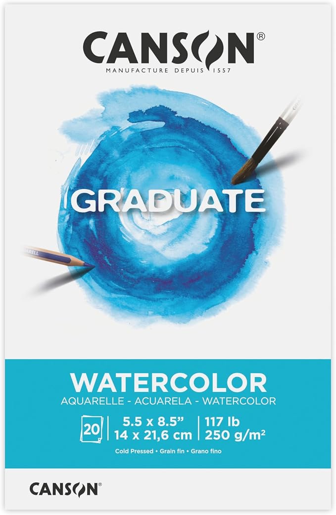 Canson Graduate Watercolor Pad, 5.5x8.5 inch, 20 Sheets | Artist Paper by Unknown