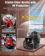 Fitense Full Size Helmet Display Case High Clear Acrylic Wooden Base | - Image 4