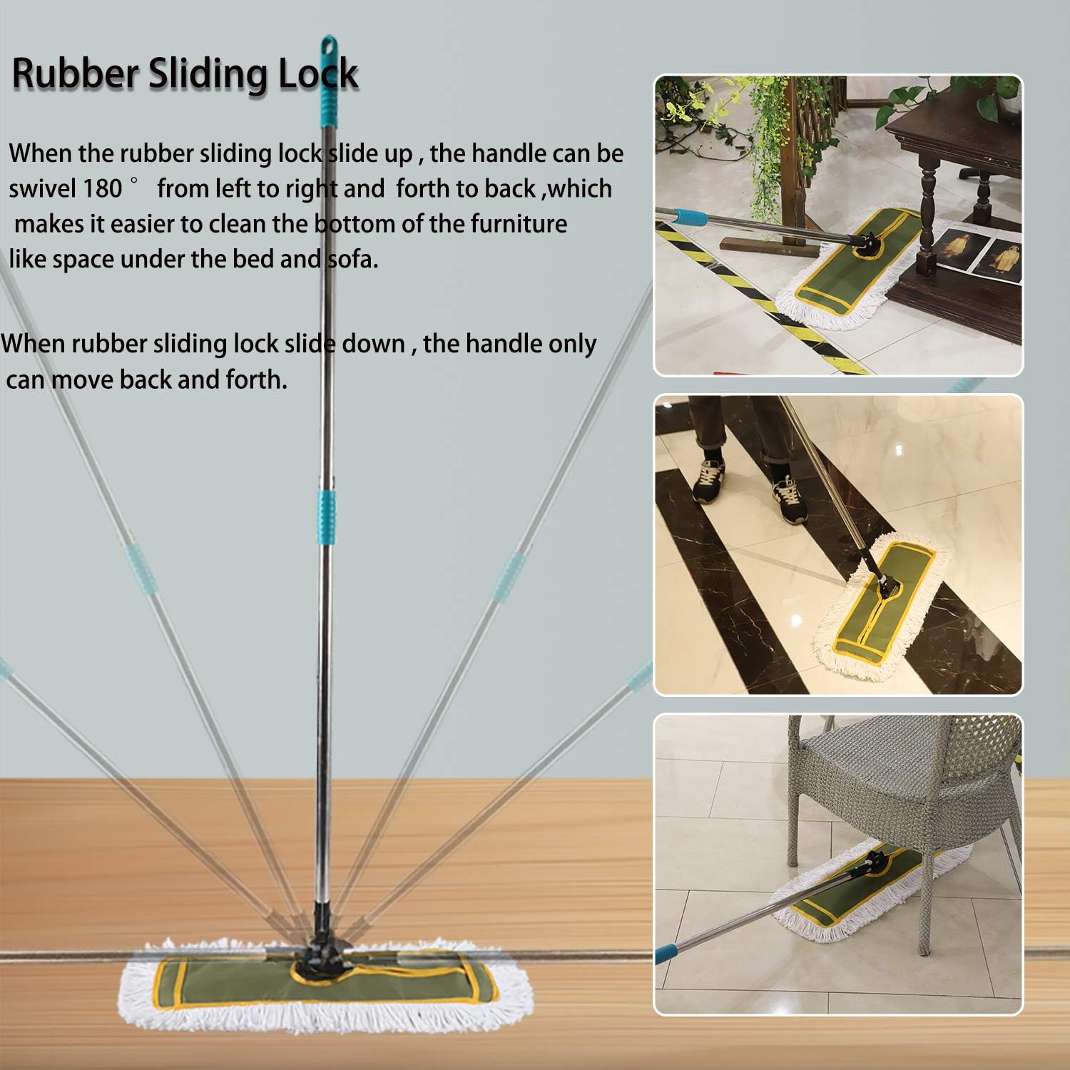 OFO 24inch Industrial Commercial Dust Mop 2 Sets // Heavy Duty Dust Mop // 63inch Length Stainless Steel Handle //Easily Clean Large Area Factory,Shopping Mall,Garage