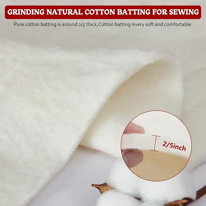 RRKTP Cotton Batting for Quilting，200 g/m² Lightweight Quilt Batting Crib - Image 5