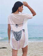 Ekouaer Women's Bikini Shirt Cover Up Short Sleeve Cute Bikini Print Cover-Up - Image 4