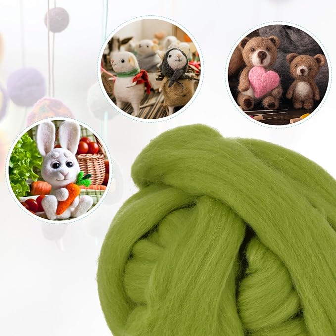 uxcell Needle Felting Wool, 8.5 Oz Nature Fibre Wool Yarn Roving - Image 4
