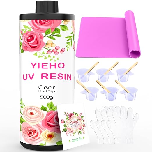 YIEHO 500g UV Resin Kit-Bulk Crystal Clear Hard UV Fast Curing Epoxy Resin by YIEHO