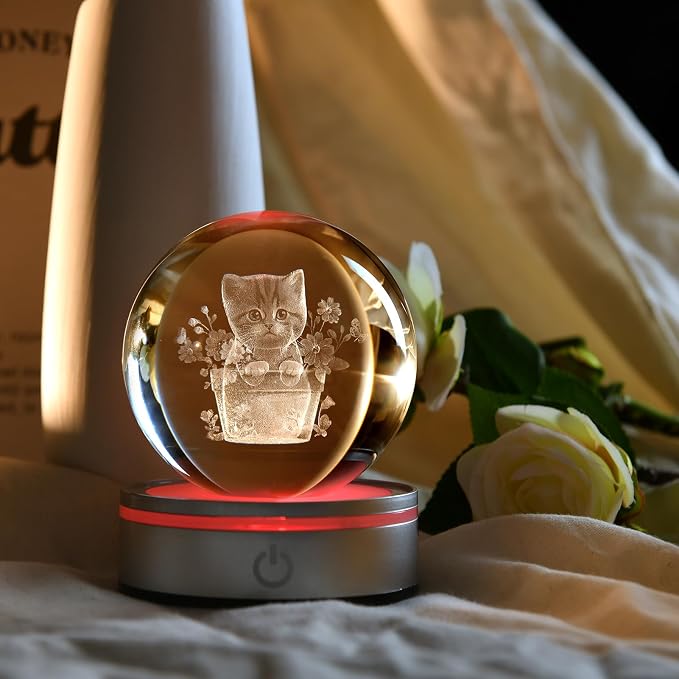 IFOLAINA Cat Themed Gifts for Women 3D Crystal Ball for Her Mom Girls | Cat - Image 5