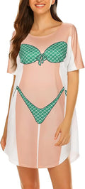 Ekouaer Women's Bikini Shirt Cover Up Short Sleeve Cute Bikini Print Cover-Up by EKOUAER