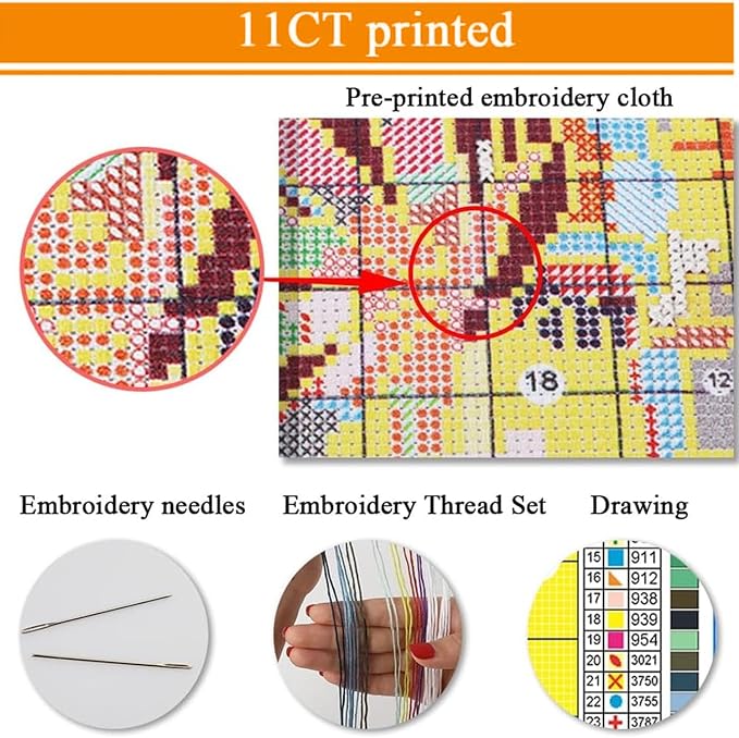 YERUOUIU Halloween Stamping Cross Stitch Kit, Ghost Counting Cross Stitch Kit - Image 5