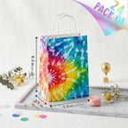 24 Pack Tie Dye Party Favor Bags, Rainbow Tie Dye Gift Bags - Image 2