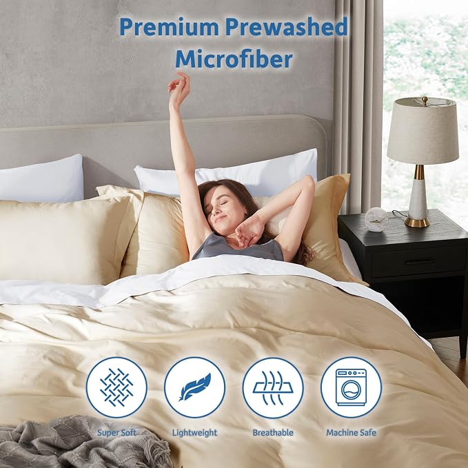 Nestl Beige Cream Duvet Cover Queen Size - Image 6