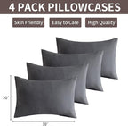 MINIPANDA Dark Grey Pillow Cases Set of 4 Queen Size - Image 3