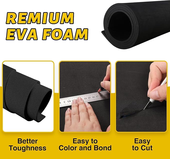 MEARCOOH EVA Foam Cosplay Black 15mm Thick Large 35.5" x 59" Sheet Premium High - Image 4