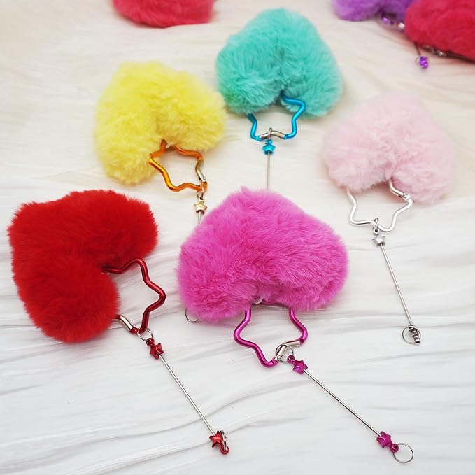 Beadable Heart Pom Pom Keychain Blank Bar by Unknown
