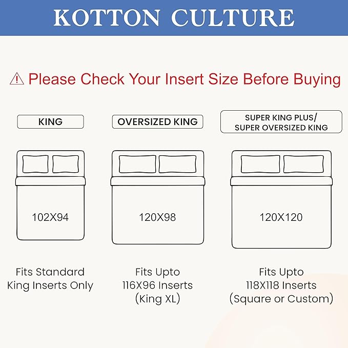 Kotton Culture 120"x120" 3 Pc Super King Plus/Super Oversize King Duvet Cover - Image 3