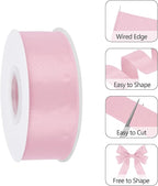 Lt Pink 1.5 Inch 25 Yards Satin Wired Ribbon Easter Ribbons - Image 3