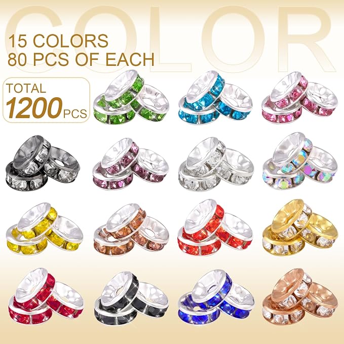 1200 pcs 6mm Spacer Beads for Jewelry Making | Rondelle Bead Spacers Bulk - Image 2