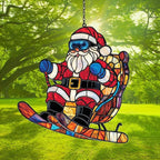 Funny Santa Claus Skiing Acrylic Suncatcher Stained Glass Effect Window Car - Image 3