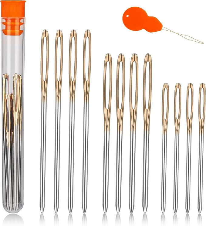 TLKKUE 12 Pcs/3 Sizes Large-Eye Blunt Needles, Steel Yarn Needle by TLKKUE