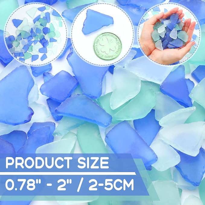 Jetec 25 oz Sea Glass for Crafts Pieces Decor Flat Frosted Sea Glass Vase - Image 3
