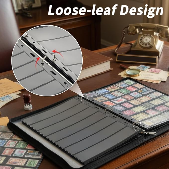 Stamp Collection Album, 12-Page Stamp Book, Album Only | Clear Pockets and - Image 5