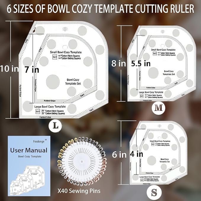 Bowl Cozy Template Cutting Ruler Set 3 Sizes Acrylic | Sewing Patterns - Image 4