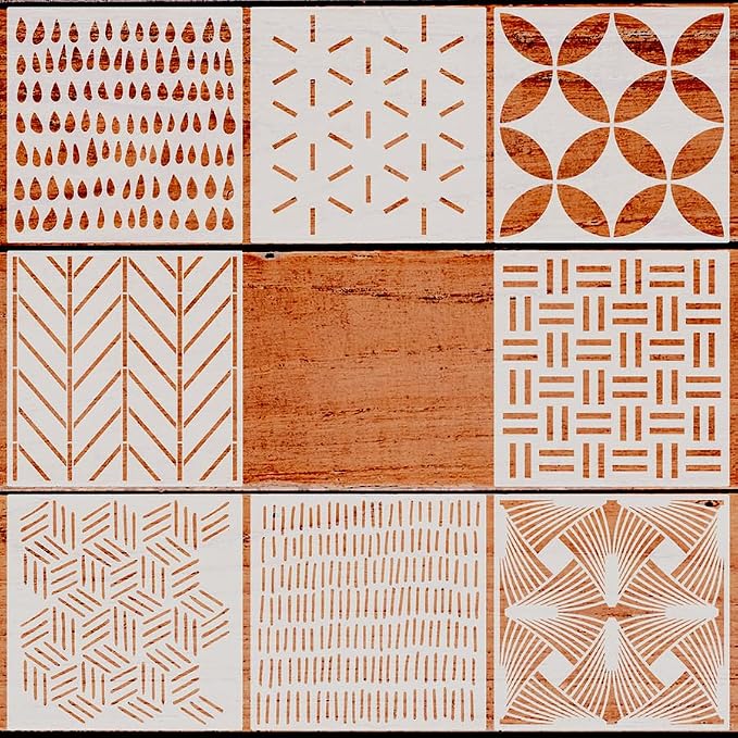 12 x 12 Inch Large Geometric Ginkgo Leaf Mandala Stencil Laser Cut Painting by CZONG