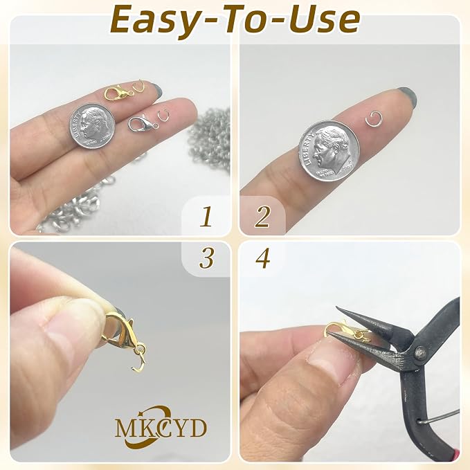 MKCYD 700Pcs Lobster Claw Clasps and Open Jump Rings Set, 14K Gold and Silver - Image 4