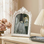 Cuspin 4x6 White Arched Picture Frame, Vintage Ornate Resin Photo Frame - Image 7