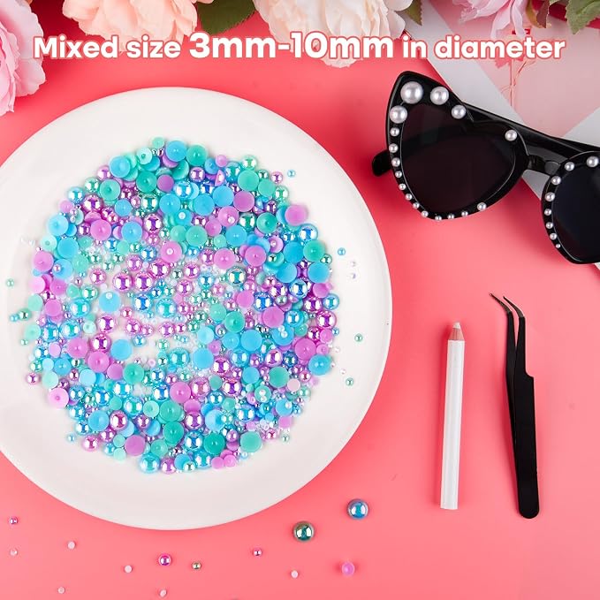 ASTARON 50g Mix Flatback Rhinestones Half Pearls - Image 3