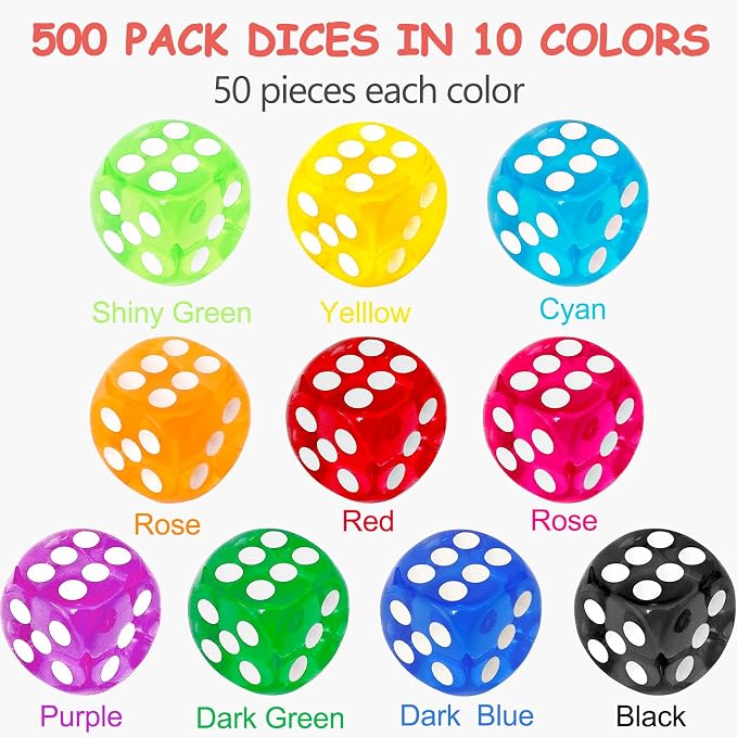 300 Pieces Colored Dice Bulk Set 14 MM 6 Sided Standard Dices - Image 2