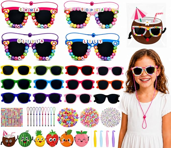 Cinrobiye 24 Set DIY Sunglasses Kit, Color Your Own Sunglasses Craft Activity by Cinrobiye