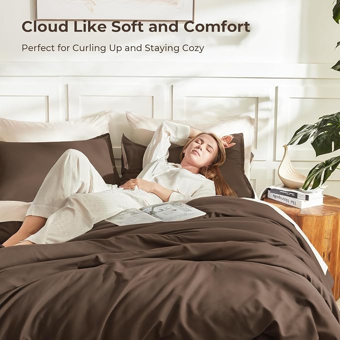 Litanika Comforters Brown Oversized King Size, 3 Pieces Lightweight Solid - Image 2