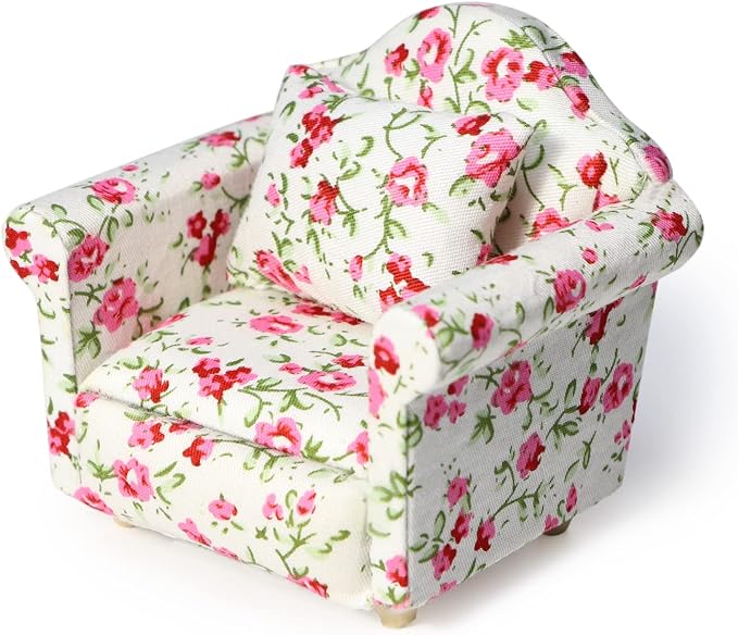 Dollhouse Couch with Pillow 1 12 Scale Miniature Sofa Arm Chair Living Room by Cuteminifulfillsallyourfantasiesabouttheminihomeinyourdreams