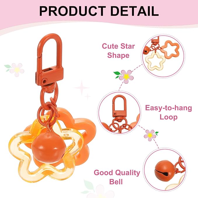 PATIKIL Star Keychain, Candy Color Acrylic Pentagram Keychain Stars Charms Bell - Image 3
