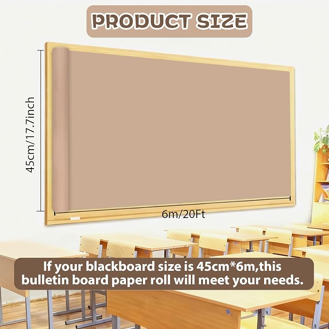 Qyeahkj 17.7in x 20ft Bulletin Board Paper Roll Bulletin Board Background Paper - Image 2