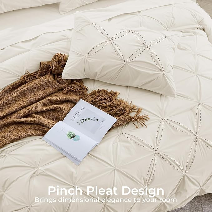 Sasttie King Size Comforter Set, 7-Piece Bed in a Bag, Pintuck Bedding Set - Image 4