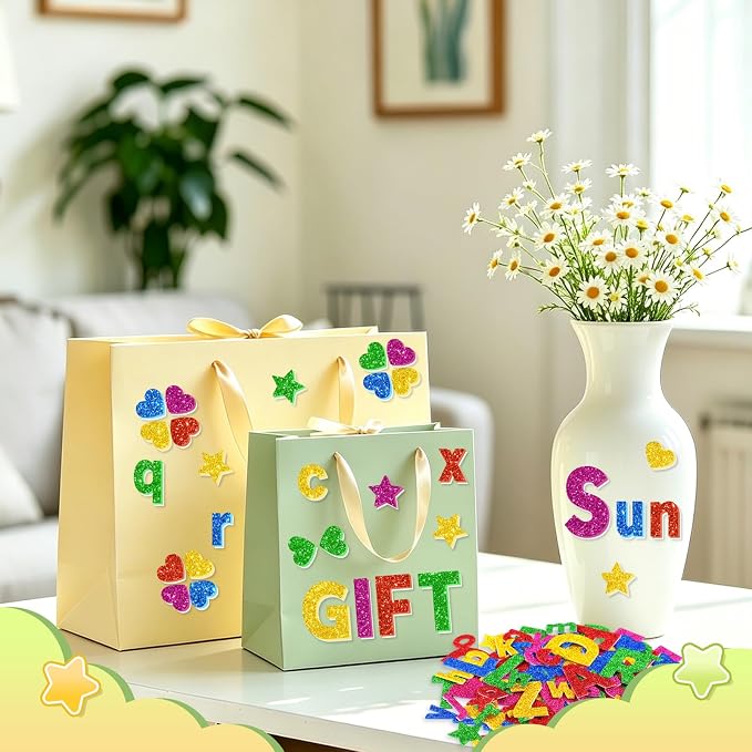 Glitter Foam Letter Stickers 335 Pcs Self-Adhesive Uppercase & Lowercase ABC - Image 4