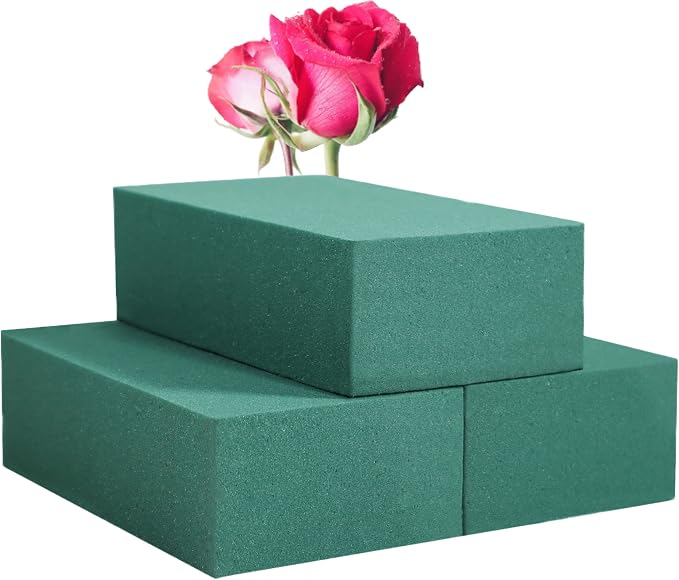 FLOFARE Pack of 3 Floral Foam Blocks Each Green Wet & Dry Flower Foam by FLOFARE