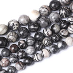 45pcs 8mm Natural Stone Beads Spider Web Stone Round Loose Spacer Energy Stone by NaturalStoneBeads