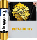 TECKWRAP Heat Transfer Vinyl for T-Shirts, Metallic Gold | Easy Weed HTV Vinyl by TECKWRAP