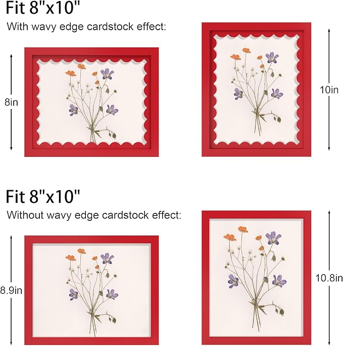 8x10 Picture Frame with Real Glass, Wooden cute 8 x 10 Photo Frame with Wavy Mat - Image 3