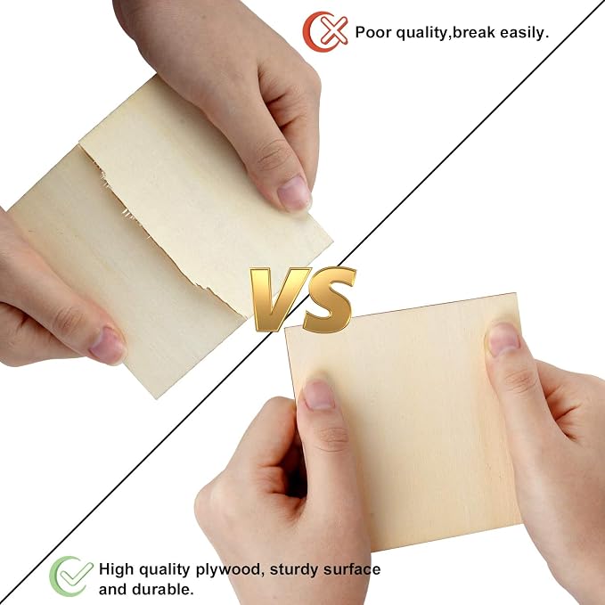 Blisstime 50PCS 4x4 Inch Wood Squares Unfinished Square Wood Pieces - Image 4